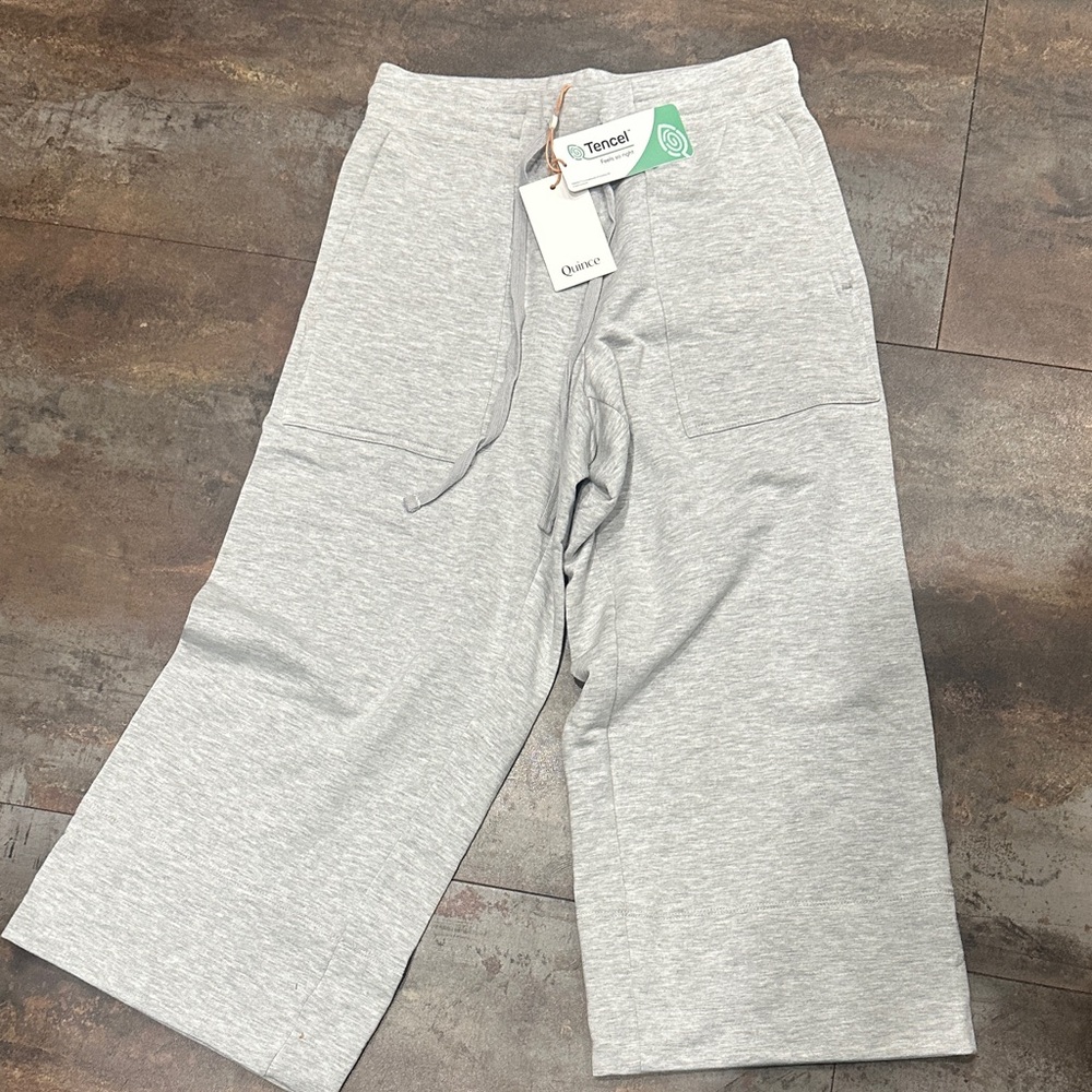 Quince Tencel Gray Wide-Leg Pants.